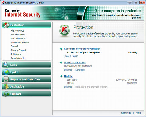 Kaspersky Internet Security 7.0 beta