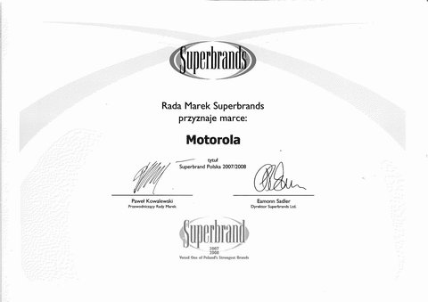 Certyfikat Superbrand przyznany Motoroli
