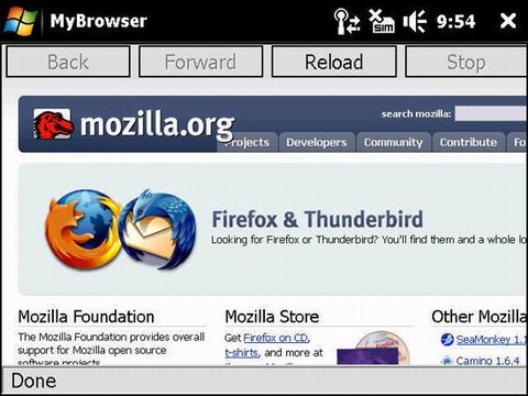Mozilla Fennec - zrzut ekranu