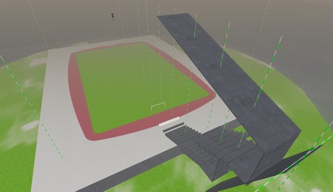 Projekt Stadionu Euro 2012 - widok 3D w Second Life